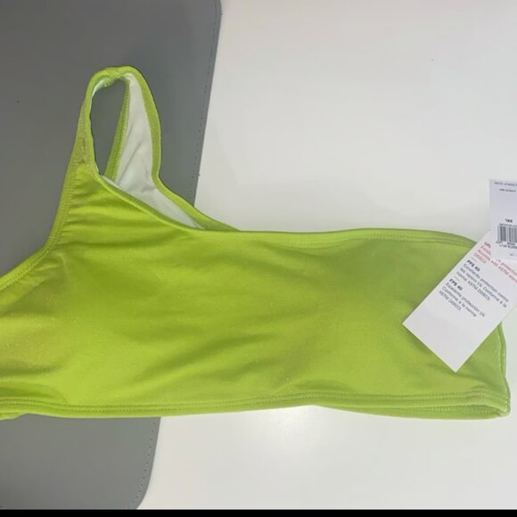 Size girls (XXL 18) two piece one shoulder lemon lime color swimsuit/bathing - Picture 6 of 8